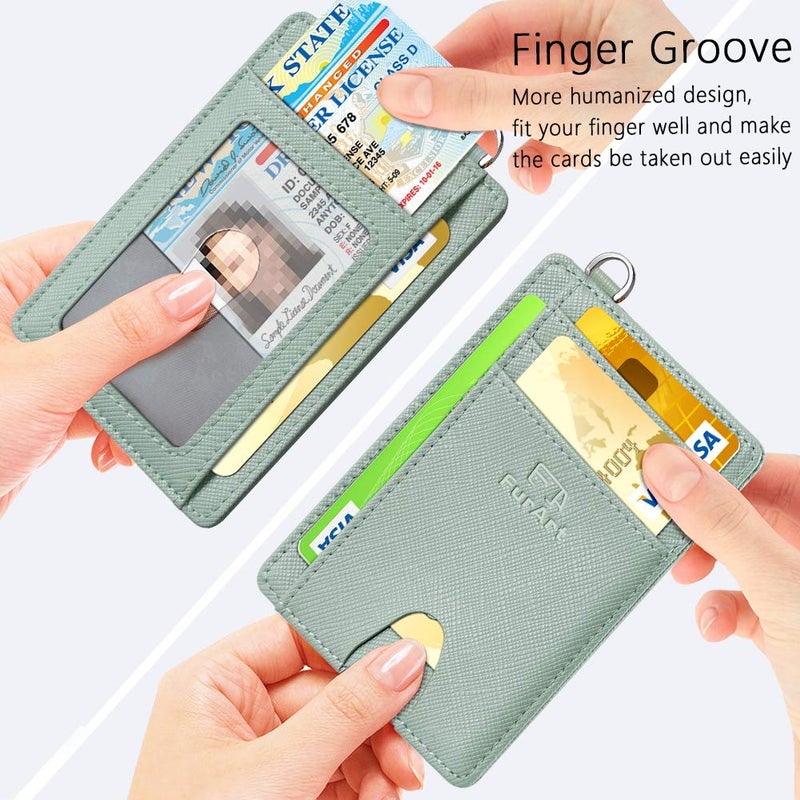 FurArt محفظة فورا آرت رفيعة وعصرية، محافظ جيب أمامية، حجب RFID، حامل بطاقات ائتمان للرجال - عشب البحر - Image 3